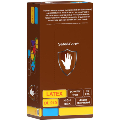 Перчатки мед.смотров. латекс., н/с,н/о, S&C High Risk DL 210 (S)25пар/уп,ПС