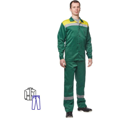 Костюм рабочий летний муж. л16-КБР с СОП зел/желт (р.56-58) 182-188