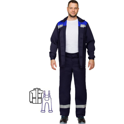 Костюм рабочий летний муж. л16-КБР с СОП син/вас (р.60-62) 194-200