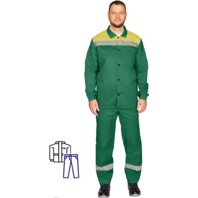 Костюм рабочий летний муж. л16-КБР с СОП зел/желт (р.56-58) 170-176