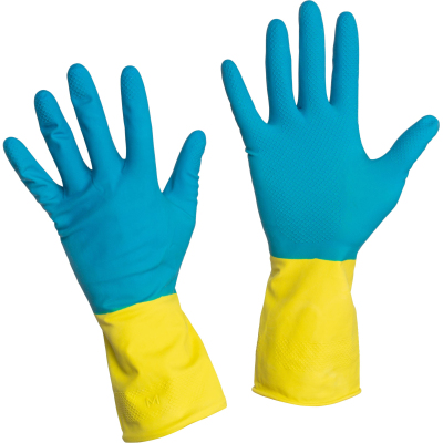 Перчатки хозяйственные BICOLOR 2-х цветн. р. XL