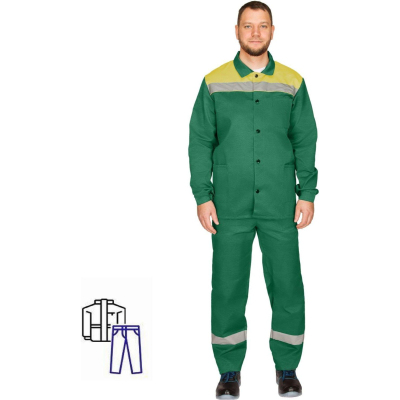 Костюм рабочий летний муж. л16-КБР с СОП зел/желт (р.44-46) 182-188