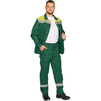 Костюм рабочий летний муж. л16-КБР с СОП зел/желт (р.44-46) 182-188