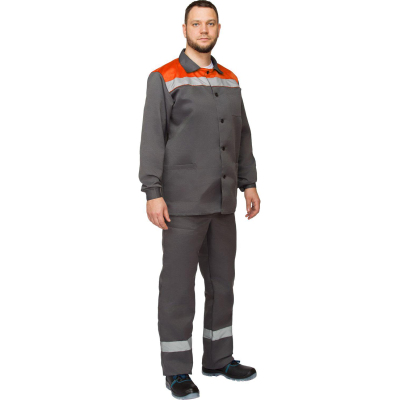 Костюм рабочий летний муж. л16-КБР с СОП сер/оранж (р.64-66) 182-188