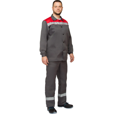 Костюм рабочий летний муж. л16-КПК с СОП сер/крас (р.52-54) 158-164