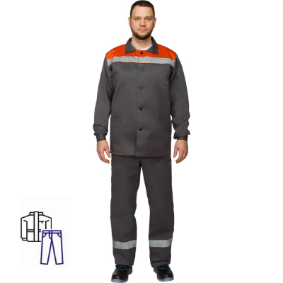 Костюм рабочий летний муж. л16-КБР с СОП сер/оранж (р.60-62) 182-188