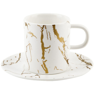 Набор кофейный 2 чашки v=100 мл 2 блюдца Белый мрамор (подар уп), 0880049