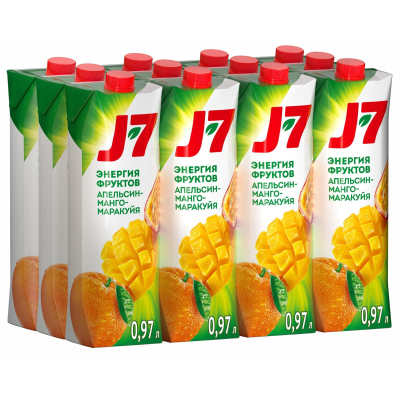 Нектар J7 Апельсин-Манго-Маракуйя с мякотью 0,97л