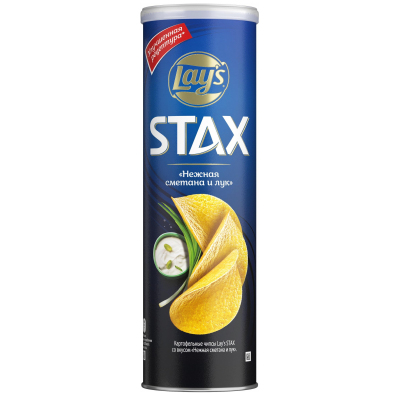 Чипсы Lays Stax нежная сметана/лук, 9шт/уп