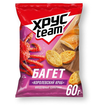 Сухарики Хрустим багет корол краб, 60г