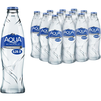 Вода питьевая Аква Минерале Газ 0.26л НВБ 12шт/уп