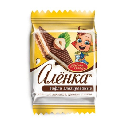 Вафли Аленка с молочной начинкой орехами и какао, 20гх20шт/уп