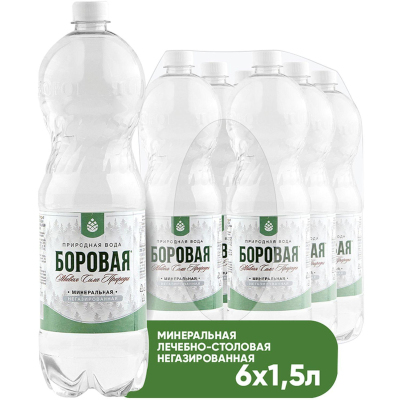 Вода минеральная BOROVAYA природная негазированная пэт 1,5л 6шт/уп
