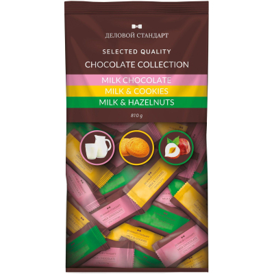 Шоколад Деловой Стандарт порц. ассорти набор 15гx54 шт/уп, 810 гр/уп