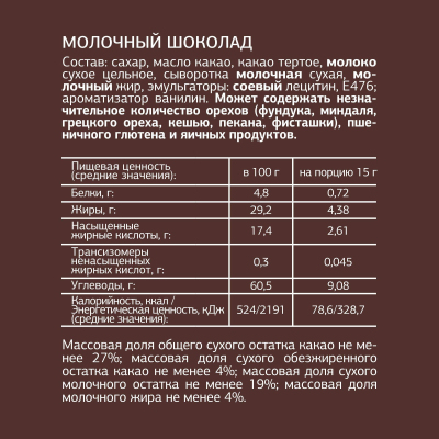 Шоколад Деловой Стандарт порц. ассорти набор 15гx54 шт/уп, 810 гр/уп