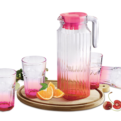Набор питьевой стекл. кувшин и 4 стакана фуксия TM Appetite