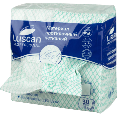 Материал протирочный нетканый Luscan Prof зеленый 110г 33,5х34,5см 30л/уп
