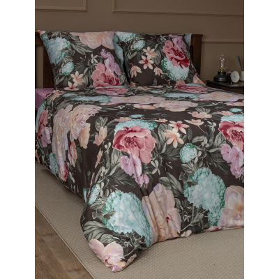 Постельное белье 1,5сп микрофибра Pleasure (нав. 70х70 2 шт), сер/роз/сирен