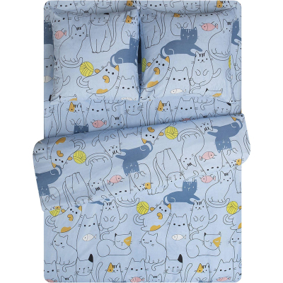 Постельное белье 1,сп микрофибра Weasel (нав. 70х70 2 шт), голубой