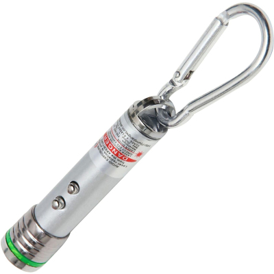 Указка лазерная с карабином, 2 LED, 2 режима,7х1.4см 1164116