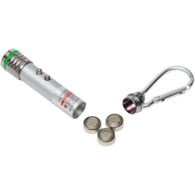 Указка лазерная с карабином, 2 LED, 2 режима,7х1.4см 1164116
