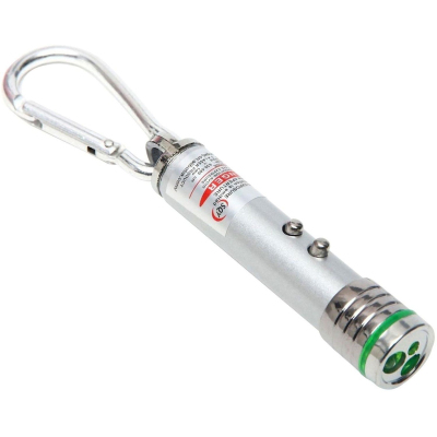 Указка лазерная с карабином, 2 LED, 2 режима,7х1.4см 1164116