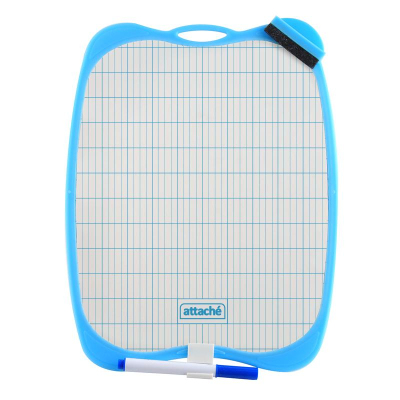 Доска двусторонняя маркерная Attache 21х27 белый/клетка+маркер+губка