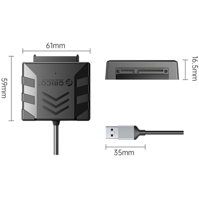 Адаптер Orico HDD/SSD 2,5''/3,5'' SATA, черный(ORICO-UTS1-3AD-03-EU-BK-BP)