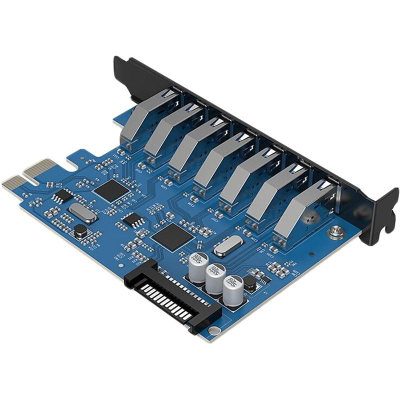 Контроллер PCI-E на 7xUSB-A 3.0 Orico PVU3-7U, черный (ORICO-PVU3-7U)