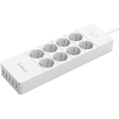 Сетевой фильтр Orico HPC-8A5U 8 розеток, 5xUSB, белый [ORICO-HPC-8A5U-WH