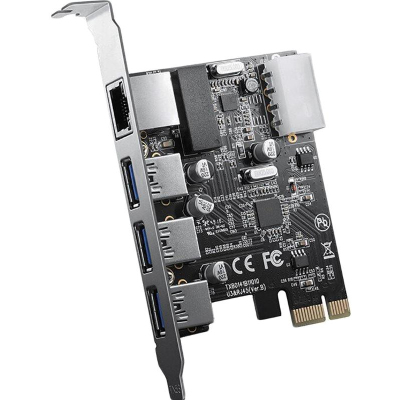Контроллер PCI-E ORICO USB 3.0x3, RJ45x1 черный (ORICO-PNU-3A1R-BK-BP)