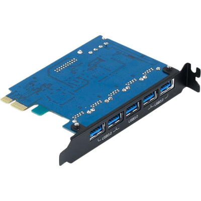 Контроллер PCI-E Orico на 5xUSB-A 3.0 PVU3-5O2I, черный (ORICO-PVU3-5O2I)