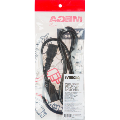 Кабель питания ProMega C13(F)-C14, 10А, 0,75мм2, 1.8м, чер (OPC002)