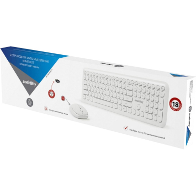 Набор клавиатура+мышь Smartbuy мультимедийный, белый (SBC-666395AG-W)