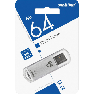 Флеш-память Smartbuy UFD 3.0/3.1 64GB V-Cut Silver (SB64GBVC-S3)