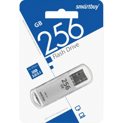 Флеш-память Smartbuy UFD 3.0/3.1 256 GB V-Cut Silver (SB256GBVC-S3)