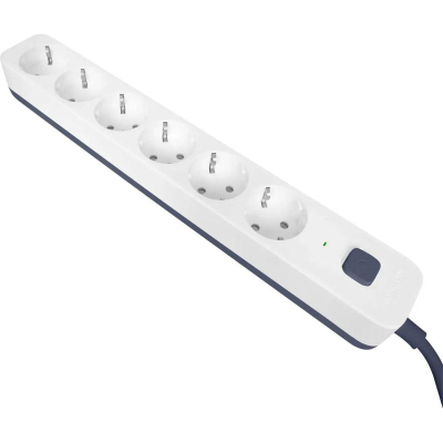 Сетевой фильтр Powercom SP-06W 1,8 м (6 розеток) белый/серый