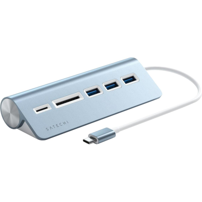 Концентратор Satechi Type-C Aluminum USB Hub & Micro/SD, синий
