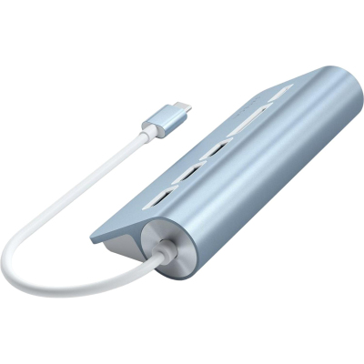 Концентратор Satechi Type-C Aluminum USB Hub & Micro/SD, синий