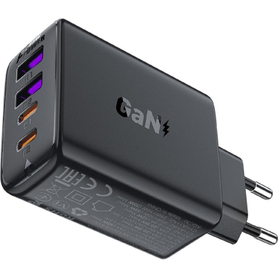 Зарядное устройство ACEFAST A61 PD45W GaN (2xUSB-C+2xUSB-A),сетевое,черный