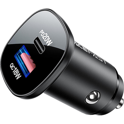 Зарядное устройство ACEFAST B1 mini 38W USB-C+USB-A,автомоб,двухпорт,черный