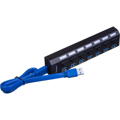 Разветвитель USB ProMega Jet HS006 выключатель/USB 3.0x7/черный