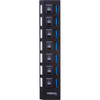Разветвитель USB ProMega Jet HS006 выключатель/USB 3.0x7/черный