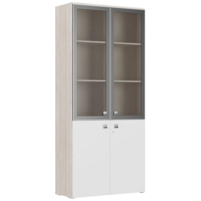 Шкаф Zion T для бумаг стекло, дуб св/бел ZIO28550312