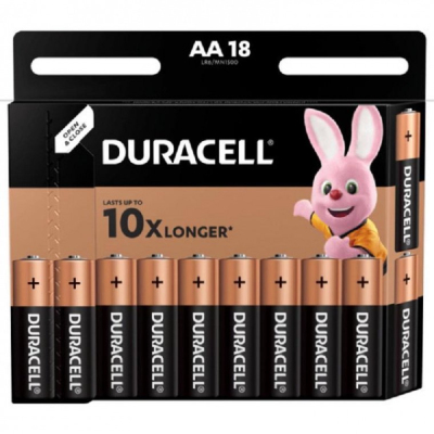 Батарейки Duracell Basic пальчиковые АА LR6 (18 штук в упаковке)