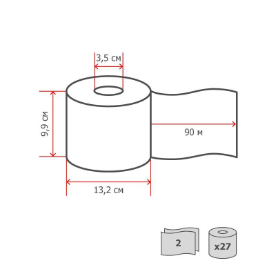 Бумага туалетная в рулонах Tork Premium Т6 2-слойная 27 рулонов по 90 метров (артикул производителя 127520)