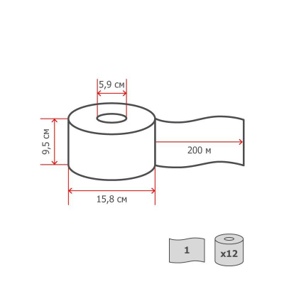 Бумага туалетная в рулонах Tork 120197 Universal 1-слойная 12 рулонов по 200 метров