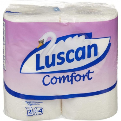 Бумага туалетная Luscan Comfort 2-слойная белая (4 рулона в упаковке)