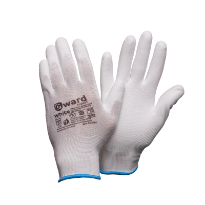 Перчатки защитные нейлон Gward White PU1001 с п/у покрытием р.9 (12 пар/уп)